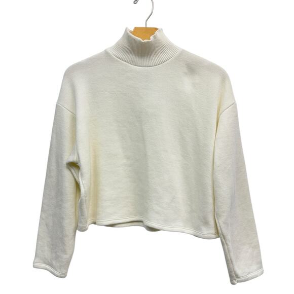 Zara Ivory Mock Neck Drop Shoulder Cropped Sweater size Small NWT - Picture 2 of 6